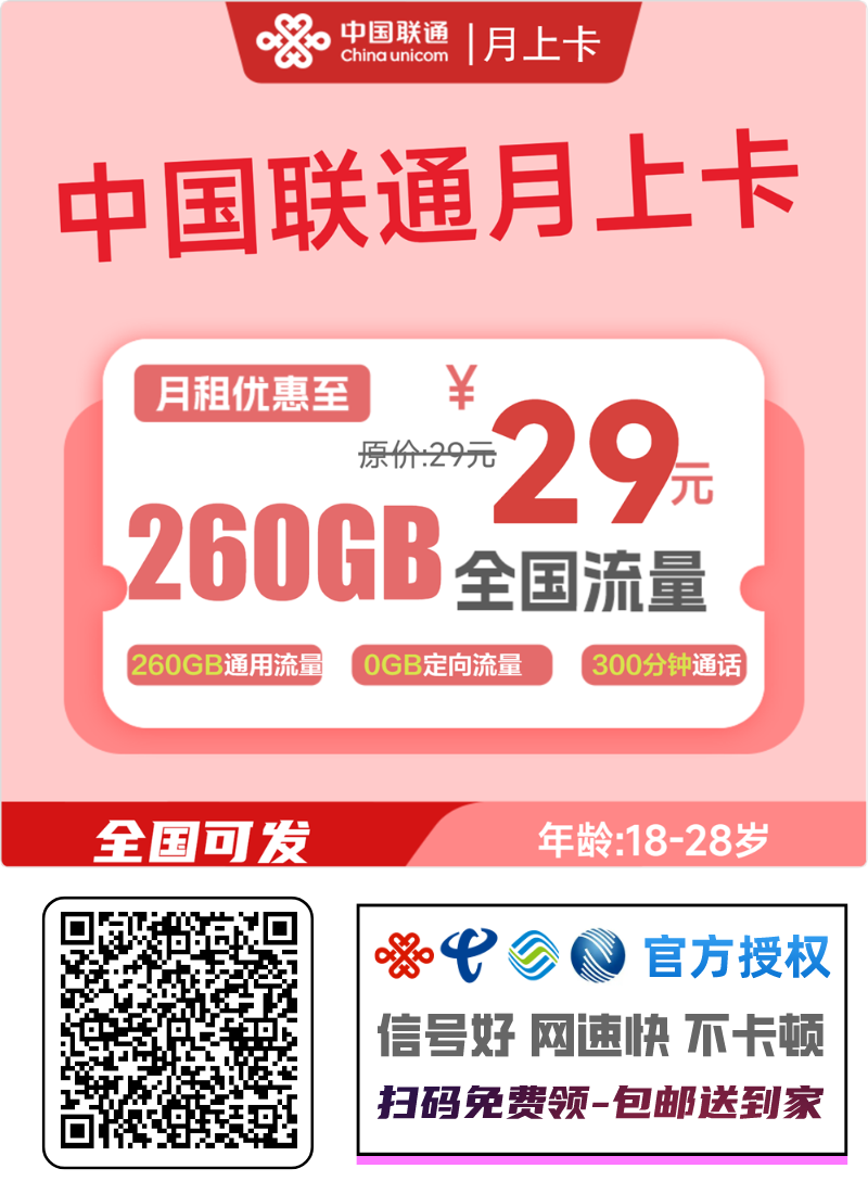 【全网评测】联通月上卡深度拆解：29元260G纯通用流量，复杂流程下的真香套餐？1